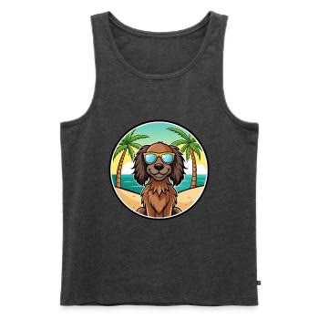 Chien d’arrêt allemand à poil long race dessin animé plage - Débardeur bio Premium Homme - anthracite chiné - Devant - Michal (187cm)