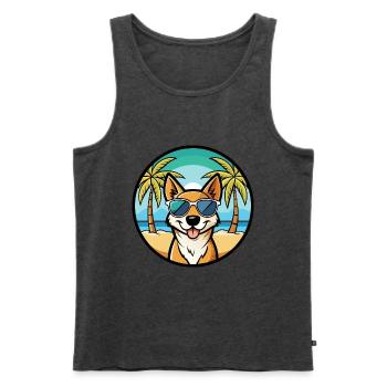 Perro De Presa Mallorquinische Hunderasse Cartoon Beach - Männer Premium Bio Tank Top - Anthrazit meliert - Vorne - Michal (187cm)