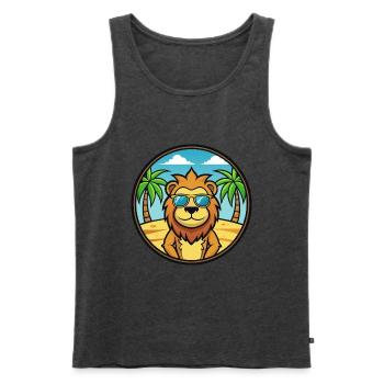 Löwe Lustige Cartoon Sommer Strand Sonnenbrille Aufkleber - Männer Premium Bio Tank Top - Anthrazit meliert - Vorne - Michal (187cm)