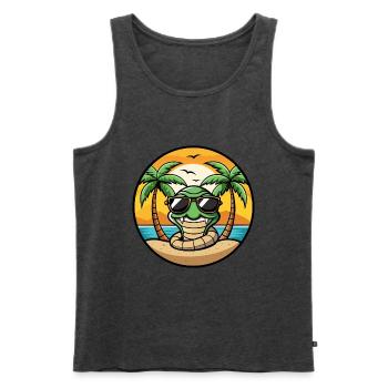 Schlange Lustige Cartoon Sommer Strand Sonnenbrille Cool - Männer Premium Bio Tank Top - Anthrazit meliert - Vorne - Michal (187cm)