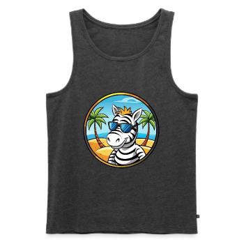 Zebra Lustige Cartoon Sommer Strand Sonnenbrille Cool - Männer Premium Bio Tank Top - Anthrazit meliert - Vorne - Michal (187cm)