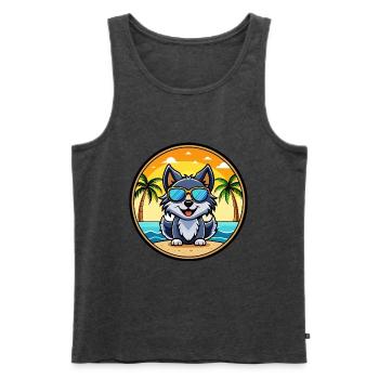Schipperke Hunderasse Cartoon Sonnenbrille Strand - Männer Premium Bio Tank Top - Anthrazit meliert - Vorne - Michal (187cm)