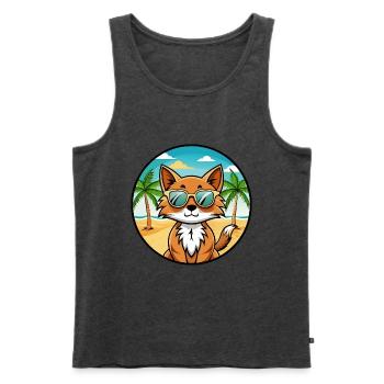 Somali Katzenrasse Cartoon Kawaii Sonnenbrille Strand - Männer Premium Bio Tank Top - Anthrazit meliert - Vorne - Michal (187cm)