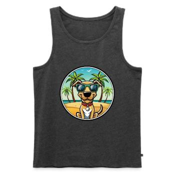 Plott Hound Hund Rasse Cartoon Sonnenbrille Strand - Männer Premium Bio Tank Top - Anthrazit meliert - Vorne - Michal (187cm)