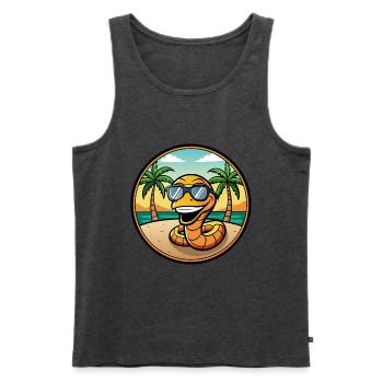 Schlange Lustige Cartoon Sommer Strand Sonnenbrille Cool - Männer Premium Bio Tank Top - Anthrazit meliert - Vorne - Michal (187cm)