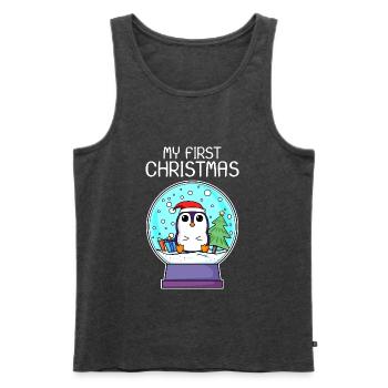 My first Christmas Baby Pinguin Weihnachten - Männer Premium Bio Tank Top - Anthrazit meliert - Vorne - Michal (187cm)