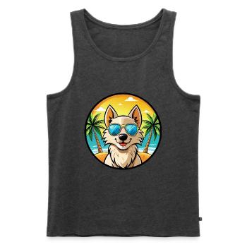 Nordic Spitz Hunderasse Cartoon Sonnenbrille Strand - Männer Premium Bio Tank Top - Anthrazit meliert - Vorne - Michal (187cm)