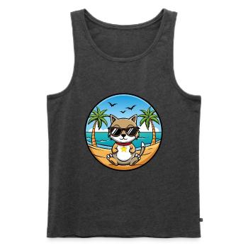 Zypern Katzenrasse Cartoon Sonnenbrille Strand - Männer Premium Bio Tank Top - Anthrazit meliert - Vorne - Michal (187cm)