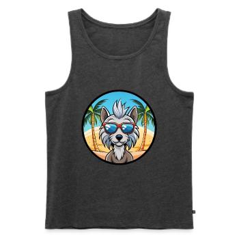 Chinese Crested Dog Breed Cartoon Sunglasses Beach - Men's Premium Organic Tank Top - heather anthracite - Front - Michal (187cm)