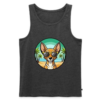 Cirneco Dell Etna Hunderasse Cartoon Sonnenbrille Strand - Männer Premium Bio Tank Top - Anthrazit meliert - Vorne - Michal (187cm)