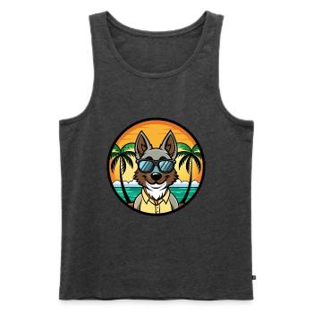 Georgischer Schäferhund Hunderasse Cartoon Sonnenbrille Strand - Männer Premium Bio Tank Top - Anthrazit meliert - Vorne - Michal (187cm)