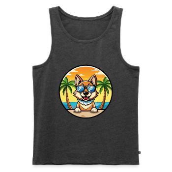 Tschechoslowakische Vlcak Hunderasse Cartoon Sonnenbrille - Männer Premium Bio Tank Top - Anthrazit meliert - Vorne - Michal (187cm)
