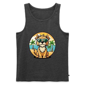 Brikett Griffon Vendéen Hunderasse Cartoon Strand - Männer Premium Bio Tank Top - Anthrazit meliert - Vorne - Michal (187cm)