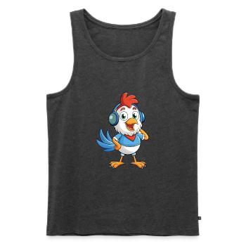 Huhn Lustige Cartoon Figur Kopfhörer Musik - Männer Premium Bio Tank Top - Anthrazit meliert - Vorne - Michal (187cm)