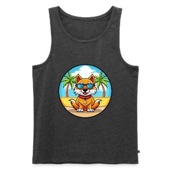 Chinese Imperial Dog Breed Cartoon Sunglass Beach - Men's Premium Organic Tank Top - heather anthracite - Front - Michal (187cm)