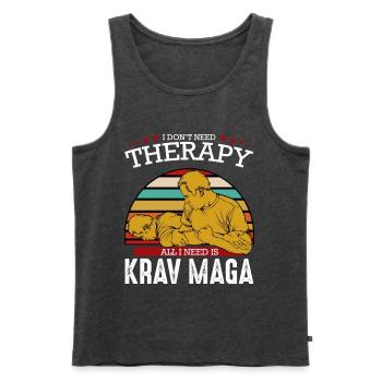 Krav Maga - Débardeur bio Premium Homme - anthracite chiné - Devant - Michal (187cm)