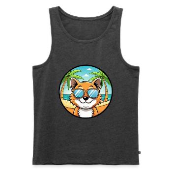 Bambino Katzenrasse Cartoon Sonnenbrille Strand - Männer Premium Bio Tank Top - Anthrazit meliert - Vorne - Michal (187cm)