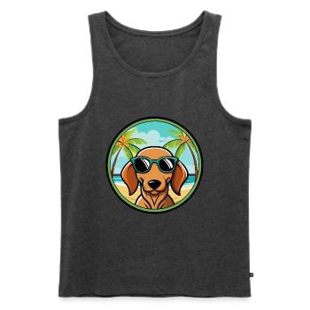Dackel Hunderasse Cartoon Sonnenbrille Strand - Männer Premium Bio Tank Top - Anthrazit meliert - Vorne - Michal (187cm)