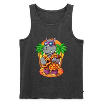 Lustige Nilpferd Cartoon Sommer Strand Sonnenbrille Gitarre - Männer Premium Bio Tank Top - Anthrazit meliert - Vorne - Michal (187cm)