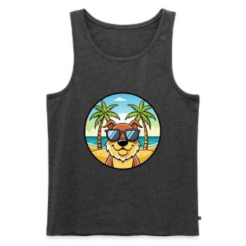 Berger De Beauce Hunderasse Cartoon Sonnenbrille Strand - Männer Premium Bio Tank Top - Anthrazit meliert - Vorne - Michal (187cm)
