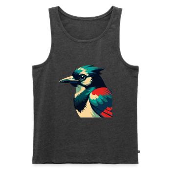 Blauhäher Cartoon Figur Buntes Haustier Tier - Männer Premium Bio Tank Top - Anthrazit meliert - Vorne - Michal (187cm)