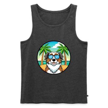 Landseer Dog Breed Cartoon Sunglasses Beach - Men's Premium Organic Tank Top - heather anthracite - Front - Michal (187cm)