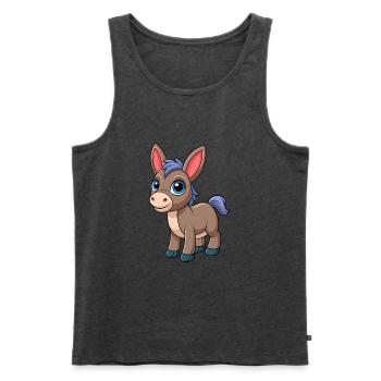 Esel Niedliche Maskottchen Zeichentrickfigur Kawaii - Männer Premium Bio Tank Top - Anthrazit meliert - Vorne - Michal (187cm)