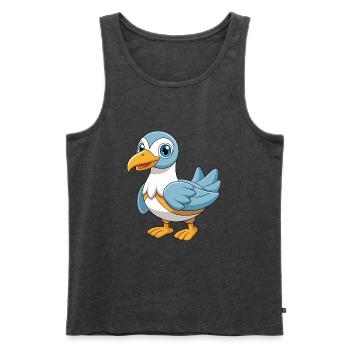 Albatross Mascotte mignonne Personnage de dessin animé Kawaii - Débardeur bio Premium Homme - anthracite chiné - Devant - Michal (187cm)