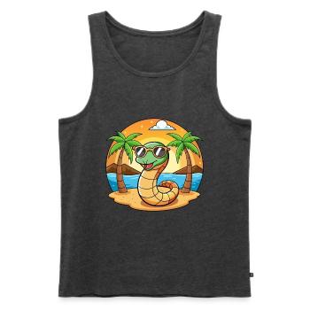Schlange Lustige Cartoon Sommer Strand Sonnenbrille - Männer Premium Bio Tank Top - Anthrazit meliert - Vorne - Michal (187cm)