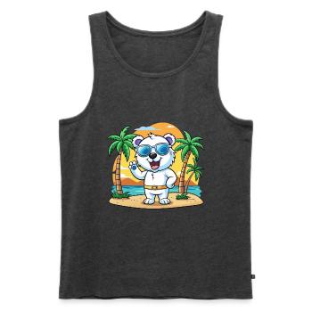 Polar Bear Funny Cartoon Summer Beach Sunglasses - Men's Premium Organic Tank Top - heather anthracite - Front - Michal (187cm)