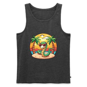 Schlange Lustige Cartoon Sommer Strand Sonnenbrille - Männer Premium Bio Tank Top - Anthrazit meliert - Vorne - Michal (187cm)
