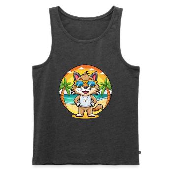 Lynx Lustige Cartoon Sommer Strand Sonnenbrille - Männer Premium Bio Tank Top - Anthrazit meliert - Vorne - Michal (187cm)