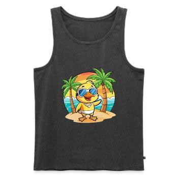 Ente Lustige Cartoon Sommer Strand Sonnenbrille - Männer Premium Bio Tank Top - Anthrazit meliert - Vorne - Michal (187cm)