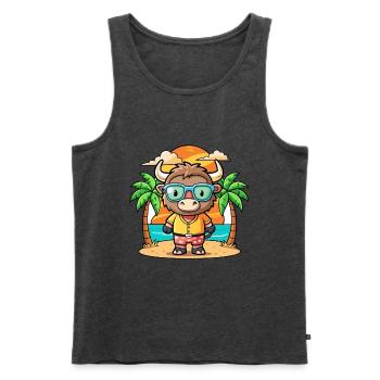 Buffalo Lustige Cartoon Sommer Strand Sonnenbrille - Männer Premium Bio Tank Top - Anthrazit meliert - Vorne - Michal (187cm)