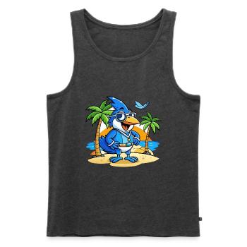Blue Jay Lustige Cartoon Sommer Strand Sonnenbrille - Männer Premium Bio Tank Top - Anthrazit meliert - Vorne - Michal (187cm)