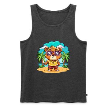 Bär Lustige Cartoon Sommer Strand Sonnenbrille - Männer Premium Bio Tank Top - Anthrazit meliert - Vorne - Michal (187cm)