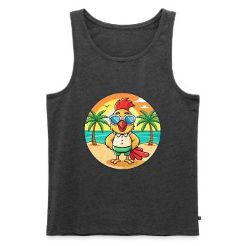 Rooster Funny Cartoon Summer Beach Sunglasses - Men's Premium Organic Tank Top - heather anthracite - Front - Michal (187cm)