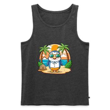 Pinguin Lustige Cartoon Sommer Strand Sonnenbrille - Männer Premium Bio Tank Top - Anthrazit meliert - Vorne - Michal (187cm)