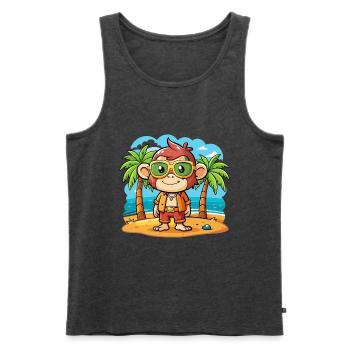 Affe Lustige Cartoon Sommer Strand Sonnenbrille - Männer Premium Bio Tank Top - Anthrazit meliert - Vorne - Michal (187cm)