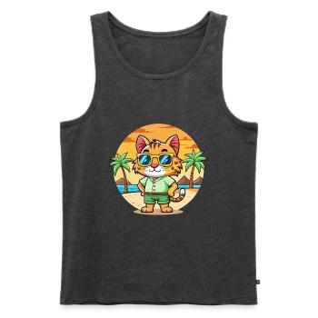 Lynx Lustige Cartoon Sommer Strand Sonnenbrille - Männer Premium Bio Tank Top - Anthrazit meliert - Vorne - Michal (187cm)
