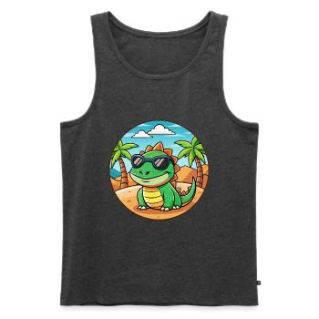 Lizard Lustige Cartoon Sommer Strand Sonnenbrille - Männer Premium Bio Tank Top - Anthrazit meliert - Vorne - Michal (187cm)