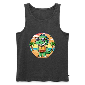 Krokodil Lustige Cartoon Sommer Strand Sonnenbrille - Männer Premium Bio Tank Top - Anthrazit meliert - Vorne - Michal (187cm)