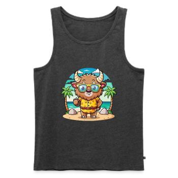 Bison Lustige Cartoon Sommer Strand Sonnenbrille - Männer Premium Bio Tank Top - Anthrazit meliert - Vorne - Michal (187cm)