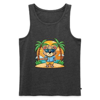 Bär Lustige Cartoon Sommer Strand Sonnenbrille - Männer Premium Bio Tank Top - Anthrazit meliert - Vorne - Michal (187cm)