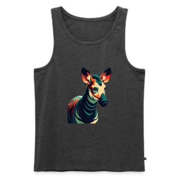 Okapi Zeichentrickfigur Buntes Haustier Tier - Männer Premium Bio Tank Top - Anthrazit meliert - Vorne - Michal (187cm)