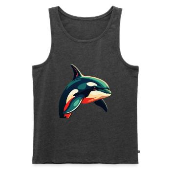 Orca Zeichentrickfigur Buntes Haustier Tier - Männer Premium Bio Tank Top - Anthrazit meliert - Vorne - Michal (187cm)
