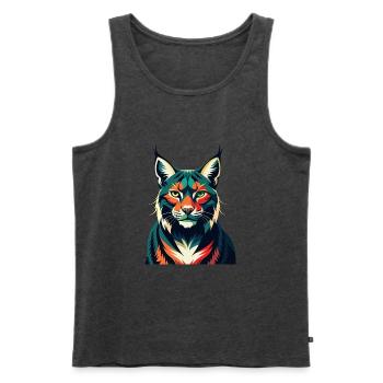 Luchs Zeichentrickfigur Buntes Haustier Tier - Männer Premium Bio Tank Top - Anthrazit meliert - Vorne - Michal (187cm)