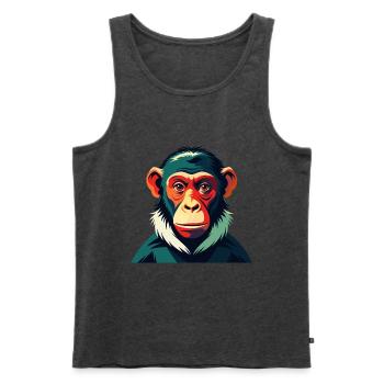 Singe Dessin Animé Personnage Animal De Compagnie Coloré - Débardeur bio Premium Homme - anthracite chiné - Devant - Michal (187cm)
