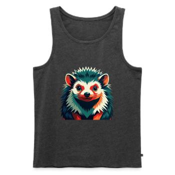 Igel Zeichentrickfigur Buntes Haustier Tier - Männer Premium Bio Tank Top - Anthrazit meliert - Vorne - Michal (187cm)