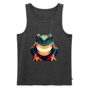Frog Cartoon Character Colorful Pet Animal - Men's Premium Organic Tank Top - heather anthracite - Front - Michal (187cm)